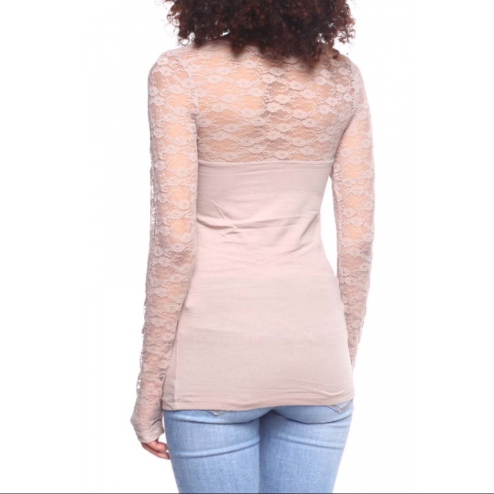 NWOT Sweetheart Floral Lace Long Sleeve Top - Picture 6 of 8